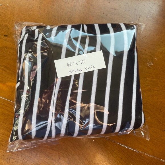 Jersey Knit Fabric 1.75 yards Dark Blue White Stripped Fabric Skirt Fabric - Picture 1 of 1